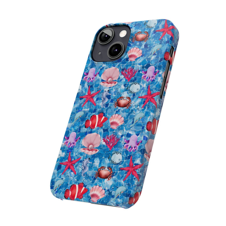 Slim Cute Phone Cases for Iphone - | iPhone 15 Case | iPhone 15 Pro Max Case, Iphone 14 Case, Iphone 14 Pro Max, Iphone 13, Blue Red Under Sea - Studio40ParkLane
