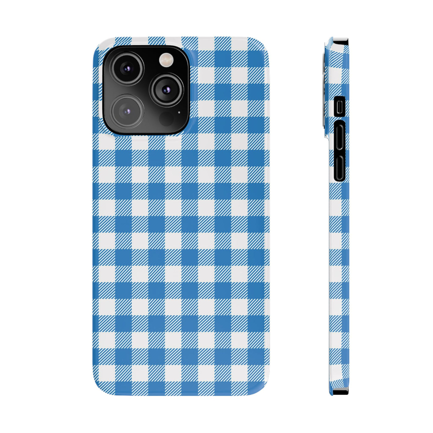 Slim Blue Gingham Gift for Her Cute Phone Cases for Iphone 16 Pro Max | iPhone 15 Case | iPhone 15 Pro Max Case, Iphone 14, 13, 12, 11, 10, 8, 7