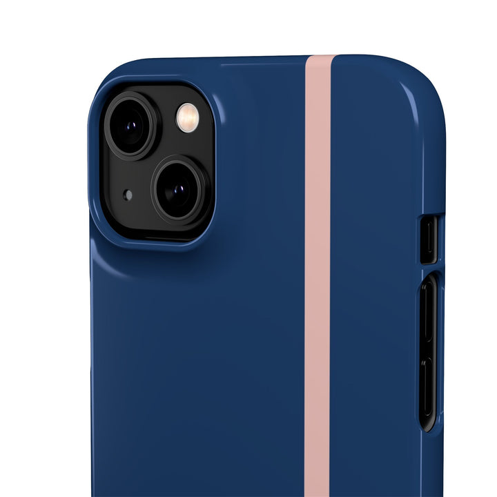 Sleek Navy Blue Pink Stripe Snap Phone Case for iPhone 18 17 16 15 14 13 Pro Max, Samsung Galaxy S26 S25 Ultra Lightweight Cute Phone Case - Studio40ParkLane