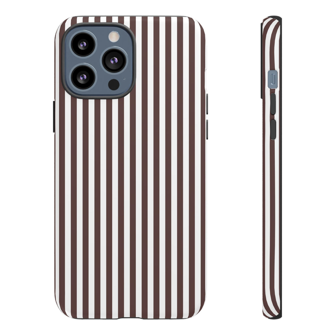 Tough Premium Brown Stripes Phone Case Gift for Her - For Apple iPhone 16 Pro Max 16e iPhone 15 Pro iPhone Iphone 14 Plus 13 Pro 12 SE XR - Studio40ParkLane