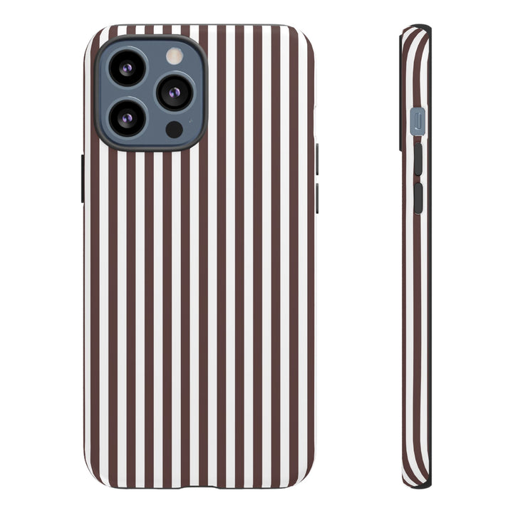 Tough Premium Brown Stripes Phone Case Gift for Her - For Apple iPhone 16 Pro Max 16e iPhone 15 Pro iPhone Iphone 14 Plus 13 Pro 12 SE XR - Studio40ParkLane