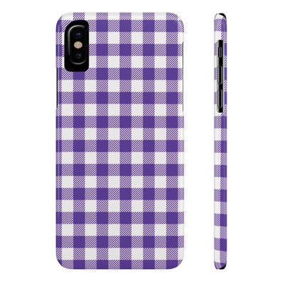 Slim Purple Gingham Gift for Her Cute Phone Cases for Iphone 16 Pro Max | iPhone 15 Case | iPhone 15 Pro Max Case, Iphone 14, 13, 12, 11, 10, 8, 7