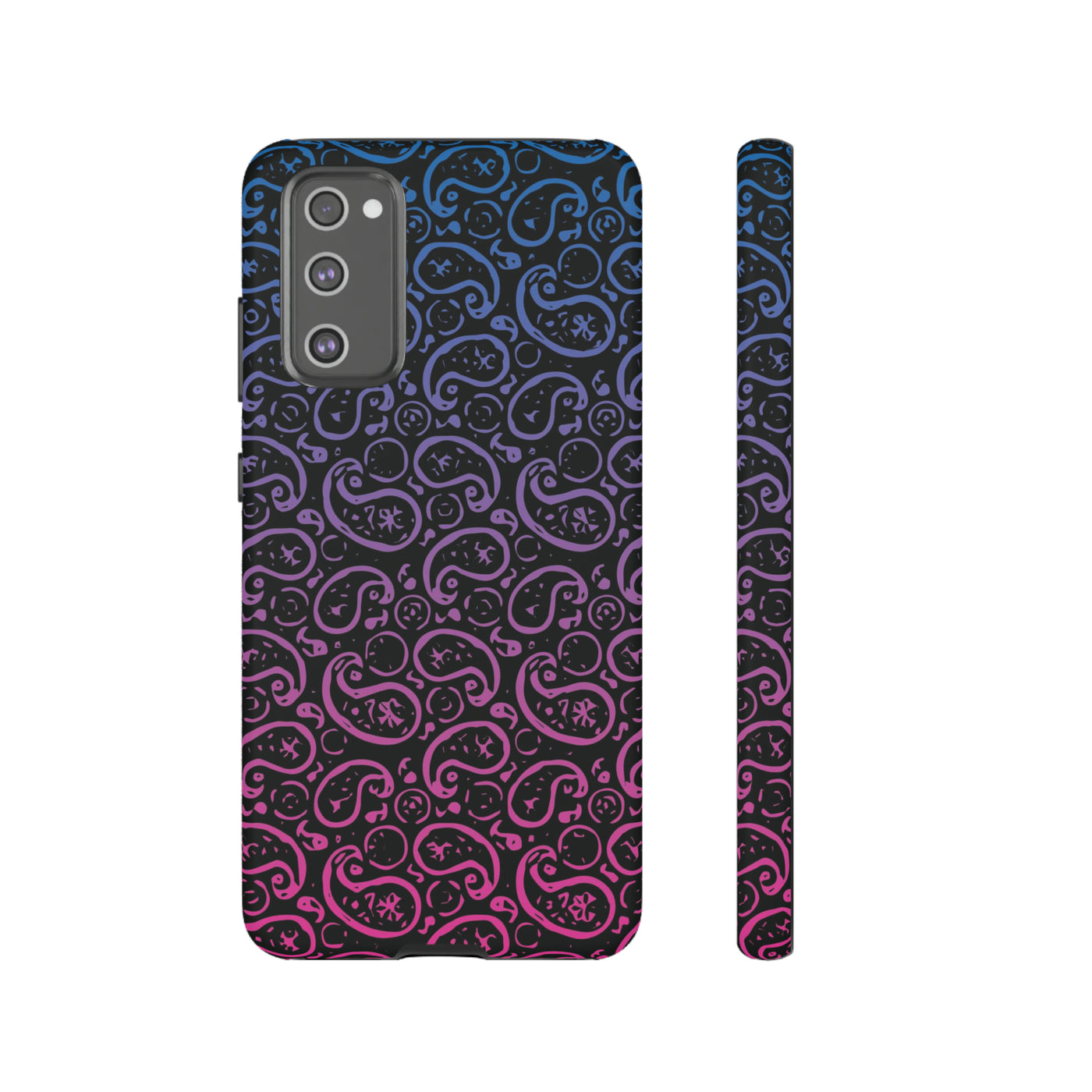 Cool Phone Case | Aesthetic Phone Case | Paisley Blue Pink Black | For Samsung Galaxy S23, S22, S21, S20 | Luxury Double Layer | Cute