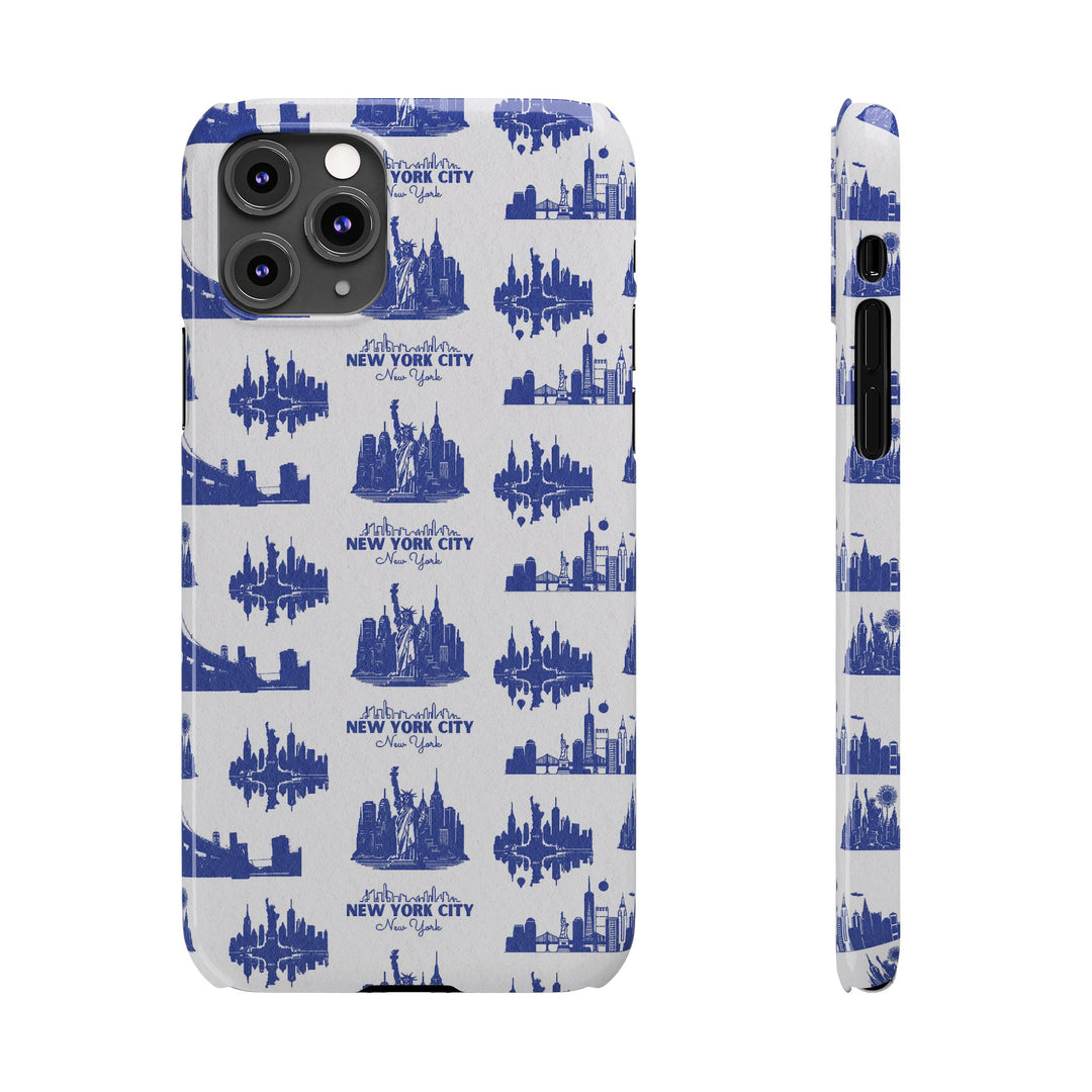 Slim New York Skyline Blue Collage Coquette Gift for Her Cute Phone Cases for Iphone 16 Pro Max | iPhone 15 Case | iPhone 15 Pro Max Case, Iphone 14, Iphone 14 Pro Max, Iphone 13 12 11 8 7 - Studio40ParkLane