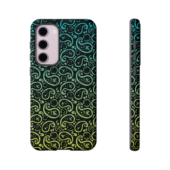 Cute Samsung Phone Case | Aesthetic Samsung Phone Case | Paisley Blue Yellow Black | Galaxy S23, S22, S21, S20 | Luxury Double Layer | Cool - Studio40ParkLane