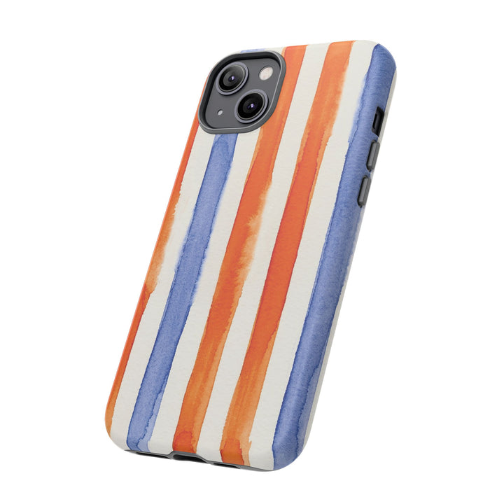 Tough Cute Blue Orange Stripes Phone Case, for IPhone 17 Pro Max | Iphone 17 Air, Iphone 16, IPhone 15, 14 13 12, Samsung Galaxy S26, S25, S24, S23 - Studio40ParkLane