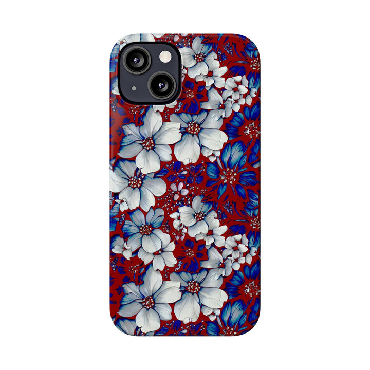 Slim Cute Phone Cases for Iphone - | iPhone 15 Case | iPhone 15 Pro Max Case, Iphone 14 Case, Iphone 14 Pro Max, Iphone 13, Red Blue Flowers - Studio40ParkLane