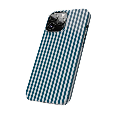 Slim Teal Blue Striped Cute Phone Case for Iphone 16 - | iPhone 15 Pro Max Case | iPhone 14 Case Iphone 13 12 11 10 9 8 7 X XS Gift for Her - Studio40ParkLane