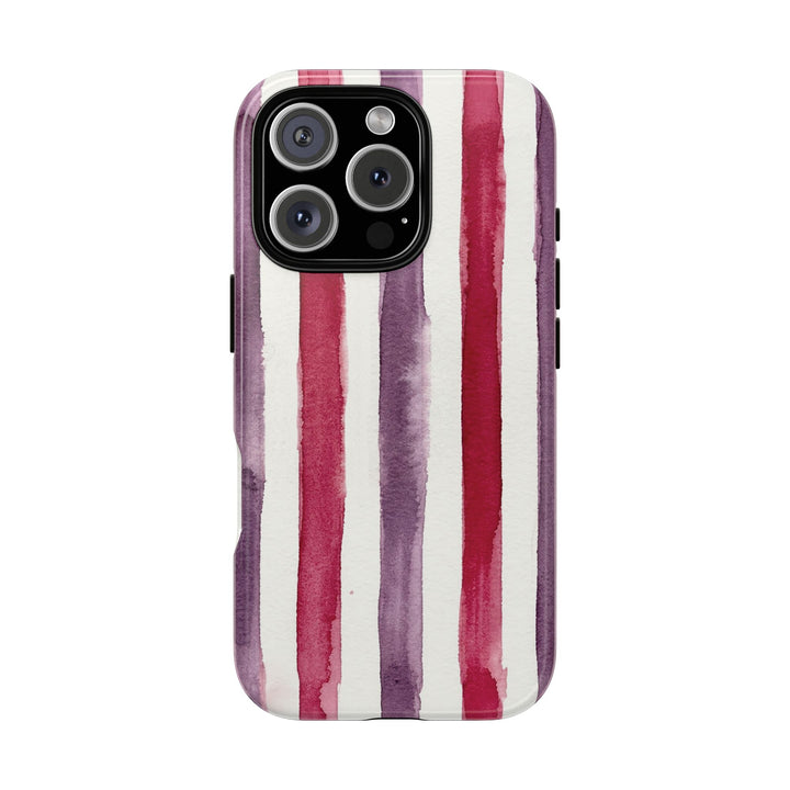 Tough Cute Wine Red Purple Stripes Phone Case, for IPhone 17 Pro Max | Iphone 17 Air, Iphone 16, IPhone 15, 14 13 12, Samsung Galaxy S26, S25, S24, S23 - Studio40ParkLane