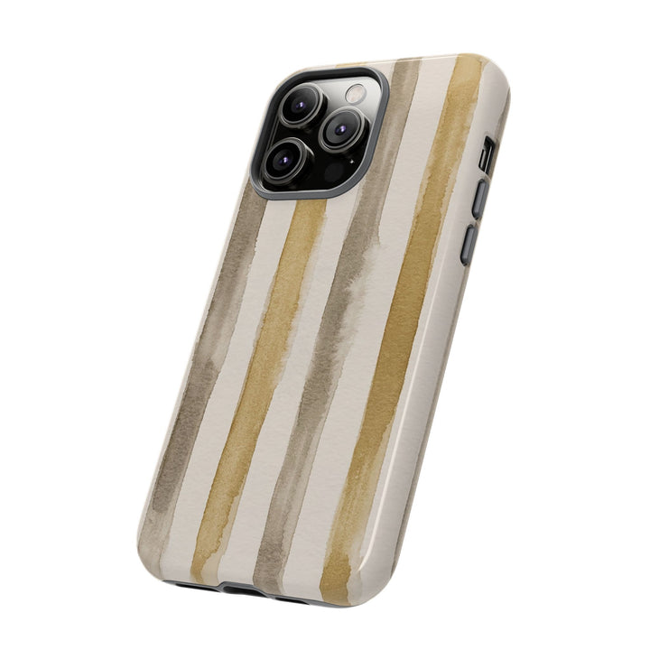 Tough Cute Brown Beige Stripes Phone Case, for IPhone 17 Pro Max | Iphone 17 Air, Iphone 16, IPhone 15, 14 13 12, Samsung Galaxy S26, S25, S24, S23 - Studio40ParkLane