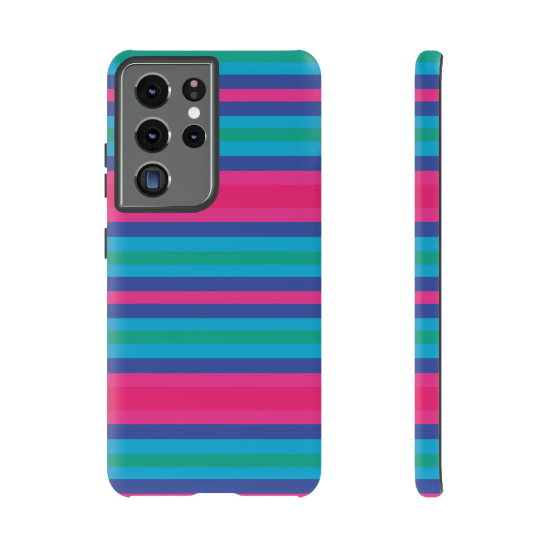 Cute Samsung Phone Case | Aesthetic Samsung Phone Case | Stripes Blue Pink | Galaxy S23, S22, S21, S20 | Luxury Double Layer | Cool - Studio40ParkLane