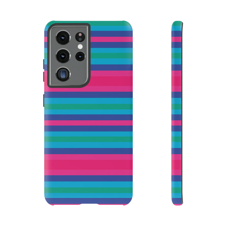 Cute Samsung Phone Case | Aesthetic Samsung Phone Case | Stripes Blue Pink | Galaxy S23, S22, S21, S20 | Luxury Double Layer | Cool - Studio40ParkLane