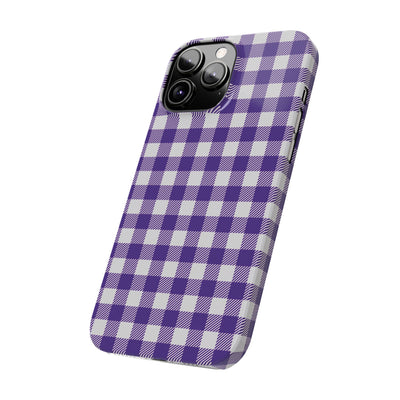 Slim Purple Gingham Gift for Her Cute Phone Cases for Iphone 16 Pro Max | iPhone 15 Case | iPhone 15 Pro Max Case, Iphone 14, 13, 12, 11, 10, 8, 7