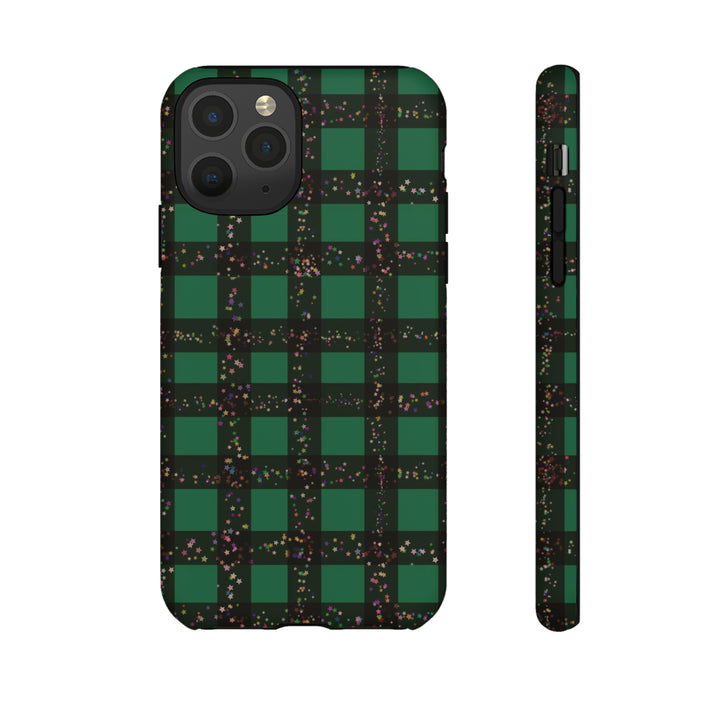 Cute IPhone Case | iPhone 15 Case | iPhone 15 Pro Max Case, Iphone 14 Case, Iphone 14 Pro Max Case IPhone Case for Art Lovers, Green Festive Plaid - Studio40ParkLane