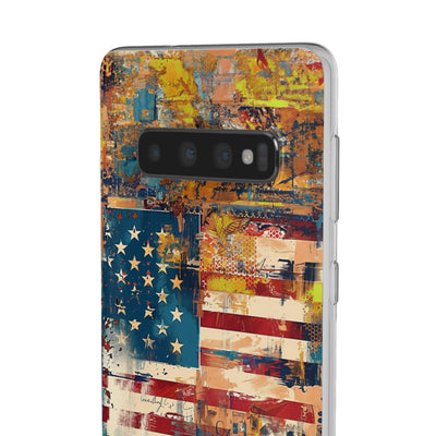 Cute Flexi Phone Cases, US Flag Abstract, Compatible with Samsung Galaxy S23, Samsung S22, Samsung S21, Samsung S20, Galaxy S20 Ultra