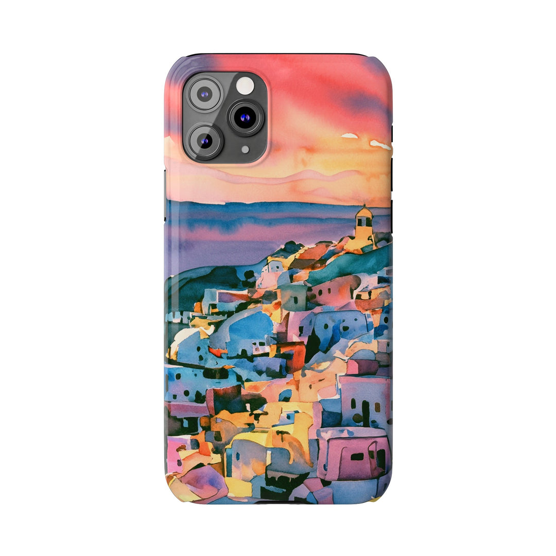 Slim Cute Phone Cases for Iphone | iPhone 15 Case | iPhone 15 Pro Max Case, Iphone 14, Iphone 14 Pro Max, Iphone 13, Colorful Greek House Watercolor - Studio40ParkLane