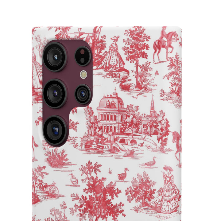 Snap French Toile Personalized Initial Custom Gift for Her Cute Phone Cases for Samsung S24, S23, S22, S21, S20, Plus and Ultra and Iphone, 16, 15, 14, 13, 12, 11. 10 - Studio40ParkLane