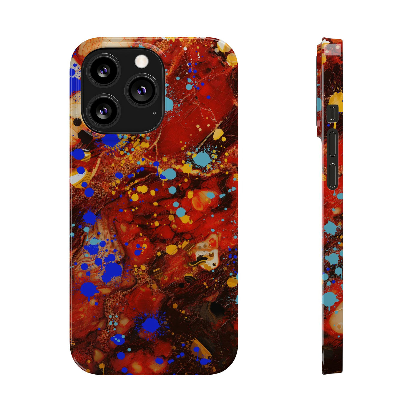 Slim Cute Phone Cases for Iphone - | iPhone 15 Case | iPhone 15 Pro Max Case, Iphone 14 Case, Iphone 14 Pro Max, Iphone 13, Fall Marble Paint Splash