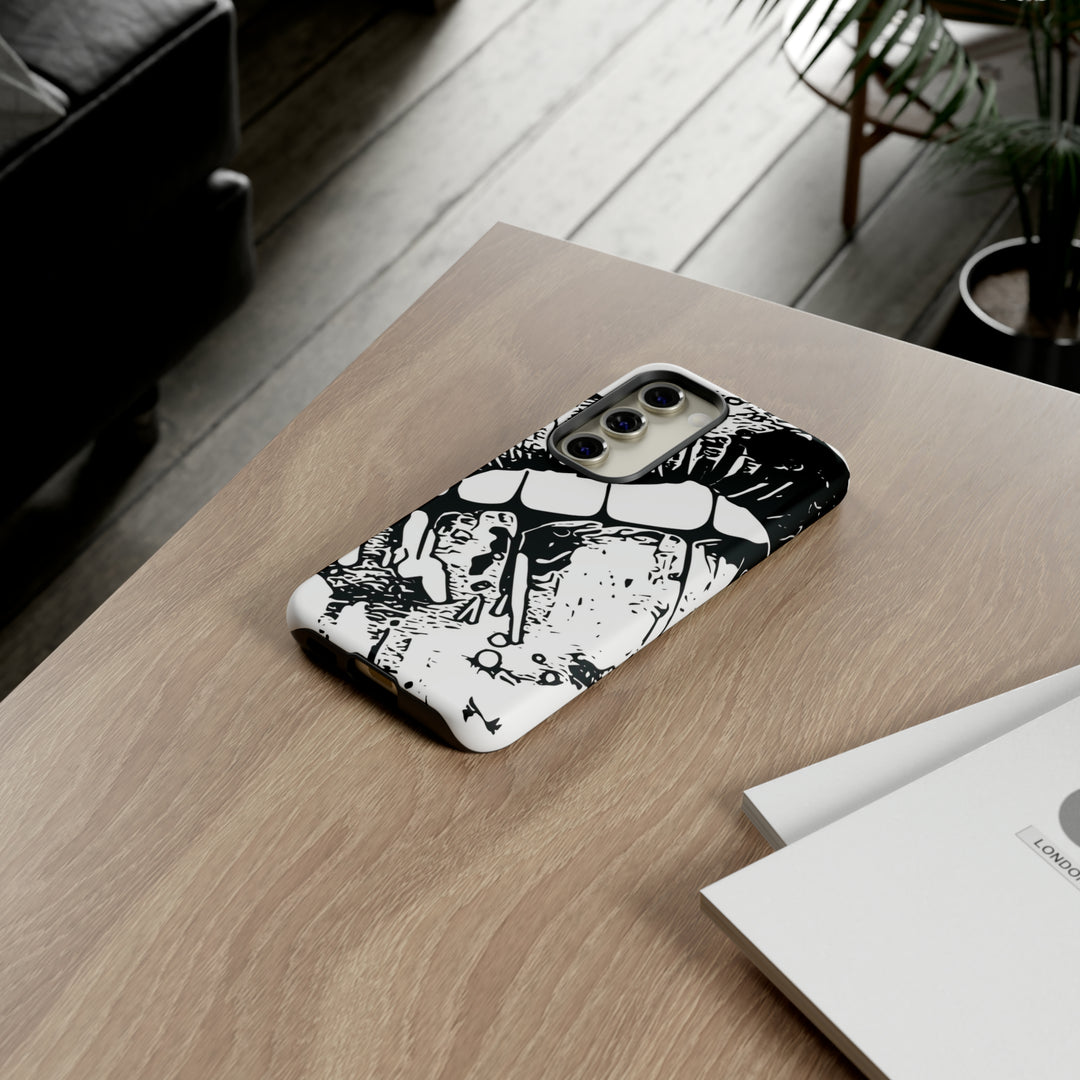 Cute Samsung Phone Case | Aesthetic Samsung Phone Case | Smile Lips Black White | Galaxy S23, S22, S21, S20 | Luxury Double Layer | Cool - Studio40ParkLane