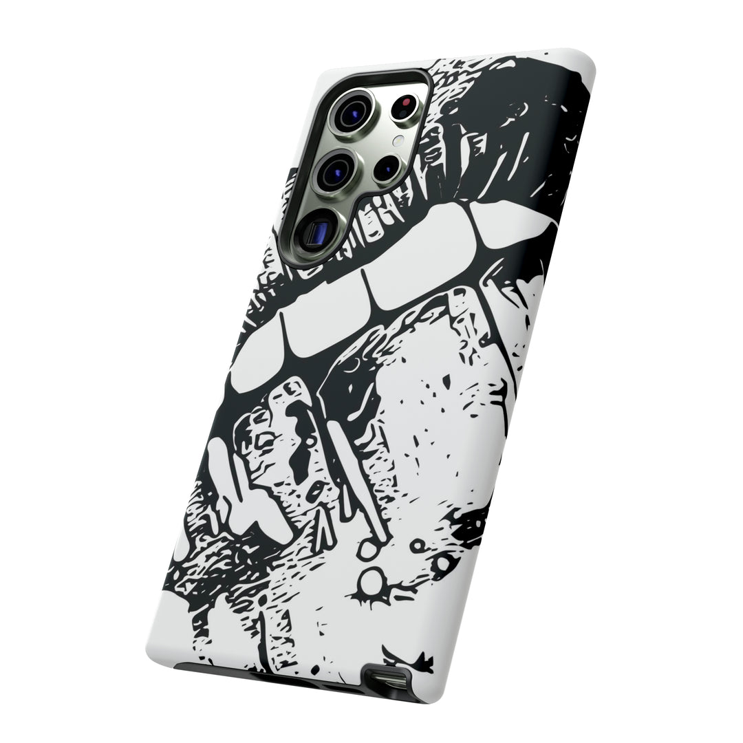 Cute Samsung Phone Case | Aesthetic Samsung Phone Case | Smile Lips Black White | Galaxy S23, S22, S21, S20 | Luxury Double Layer | Cool - Studio40ParkLane