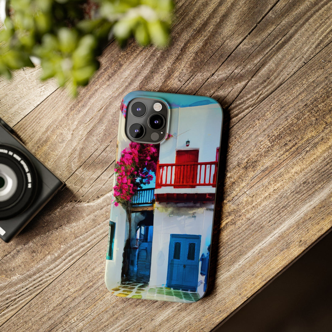 Slim Cute Phone Cases for Iphone | iPhone 15 Case | iPhone 15 Pro Max Case, Iphone 14, Iphone 14 Pro Max, Iphone 13, Colorful Greek Alley Watercolor - Studio40ParkLane