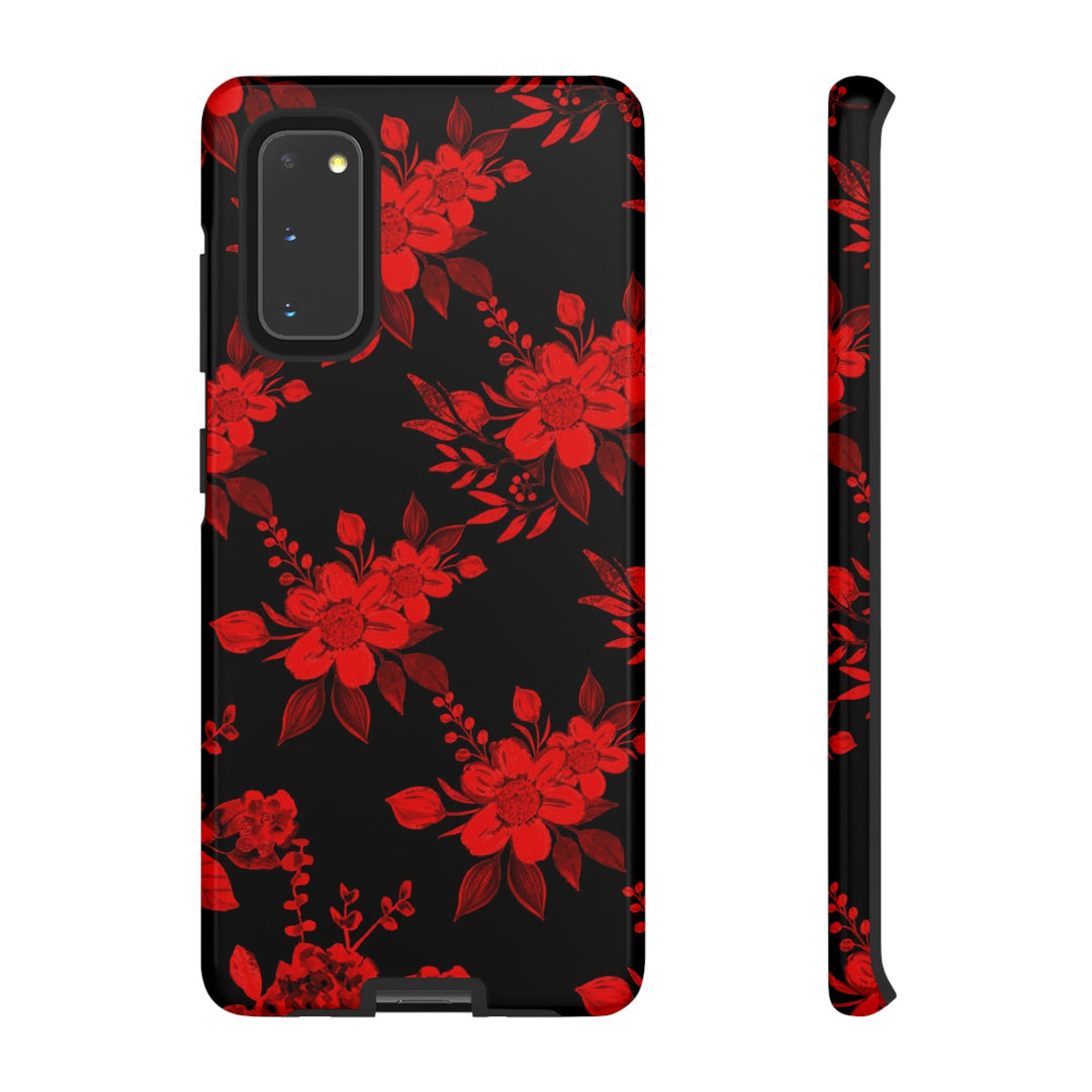 Cute Samsung Phone Case | Aesthetic Samsung Phone Case | Galaxy S23, S22, S21, S20 | Red Black Flowers, Protective Phone Case - Studio40ParkLane