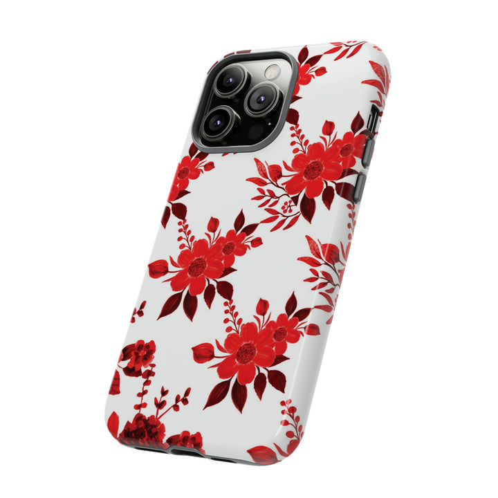Cute IPhone Case | Red White Flowers, iPhone 15 Case | iPhone 15 Pro Case, Iphone 14 Case, Iphone 14 Pro Max Case, Protective Iphone Case - Studio40ParkLane