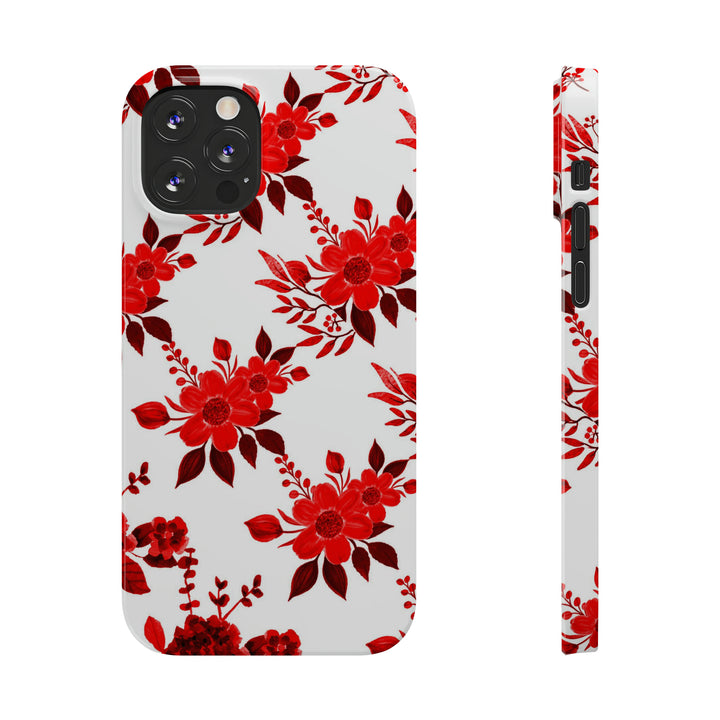 Slim Cute Phone Cases for Iphones - | iPhone 15 Case | iPhone 15 Pro Max Case, Iphone 14 Case, Iphone 14 Pro Max, Iphone 13, Red White Flowers - Studio40ParkLane