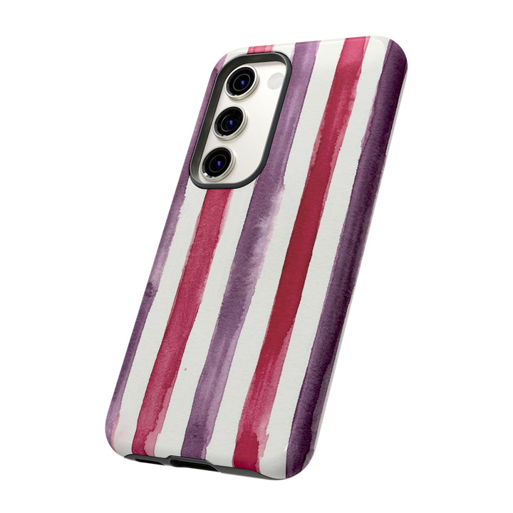 Tough Cute Wine Red Purple Stripes Phone Case, for IPhone 17 Pro Max | Iphone 17 Air, Iphone 16, IPhone 15, 14 13 12, Samsung Galaxy S26, S25, S24, S23 - Studio40ParkLane