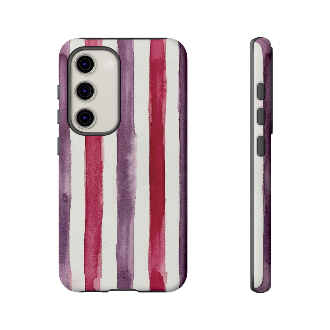 Tough Cute Wine Red Purple Stripes Phone Case, for IPhone 17 Pro Max | Iphone 17 Air, Iphone 16, IPhone 15, 14 13 12, Samsung Galaxy S26, S25, S24, S23 - Studio40ParkLane