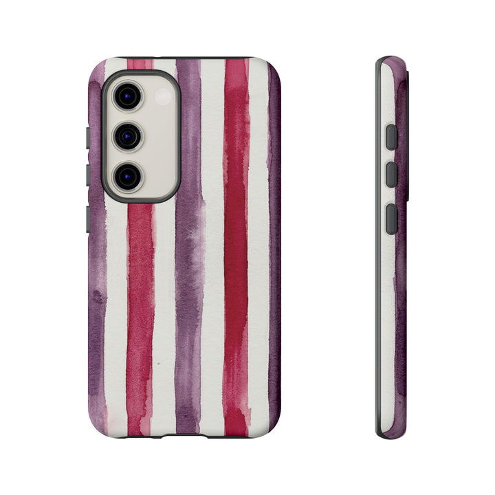 Tough Cute Wine Red Purple Stripes Phone Case, for IPhone 17 Pro Max | Iphone 17 Air, Iphone 16, IPhone 15, 14 13 12, Samsung Galaxy S26, S25, S24, S23 - Studio40ParkLane