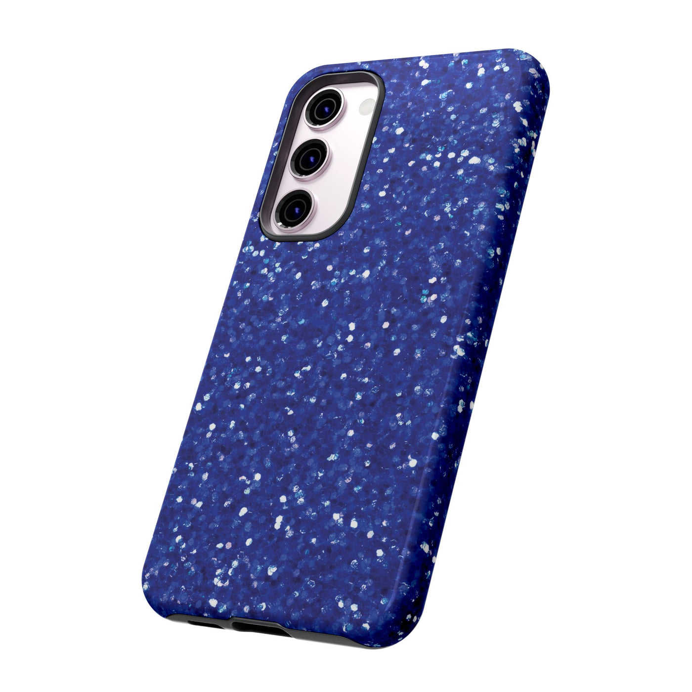 Chic Blue Faux Play on Glitter Effect Cute Phone Case, for IPhone 16 pro Max | Iphone 15, Iphone 14, IPhone 13 Case, 11 8 7, Samsung Galaxy S24, S23, S22, S21, 2 Layer Protection