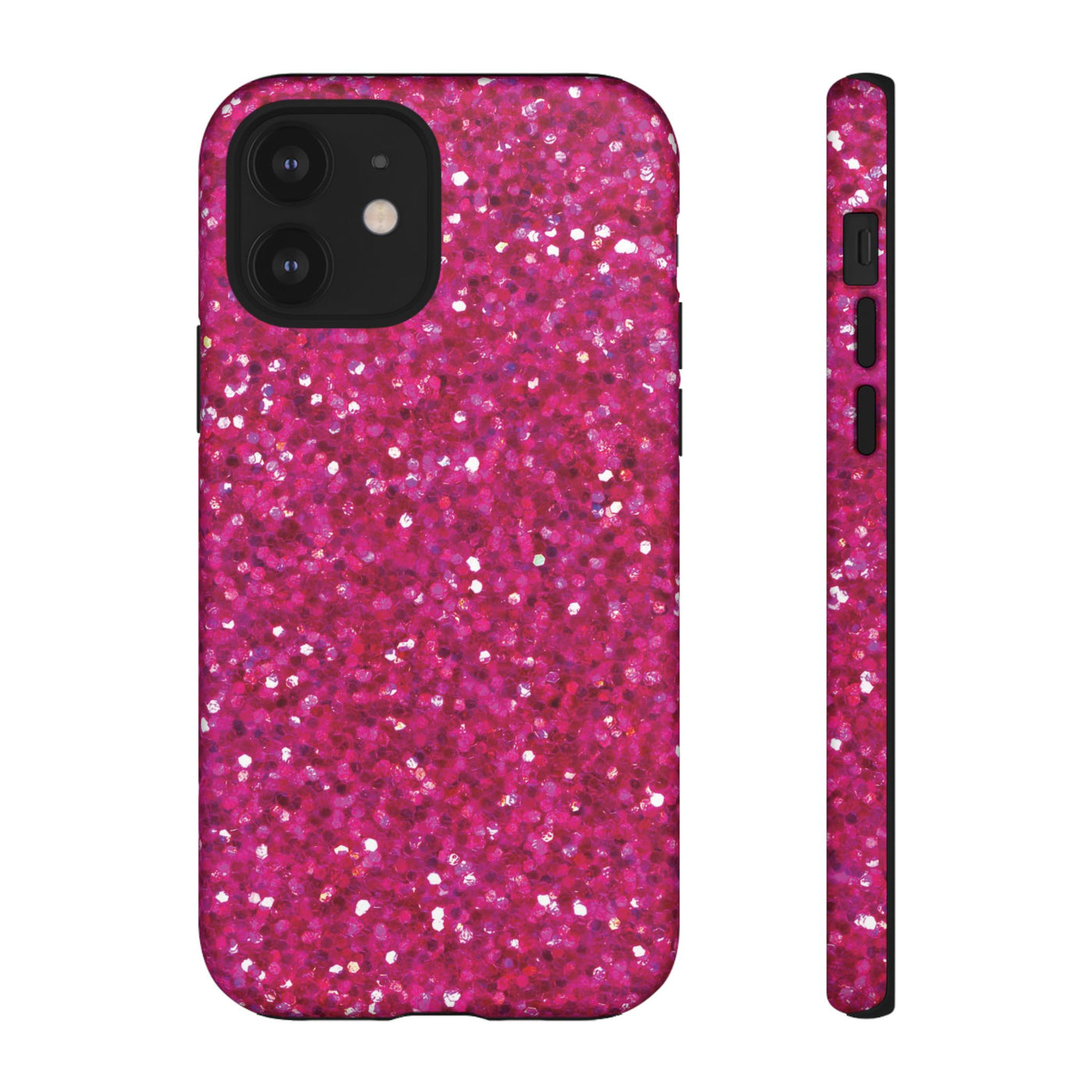 Chic Pink Faux Play on Glitter Effect Cute Phone Case, for IPhone 16 pro Max | Iphone 15, Iphone 14, IPhone 13 Case, 11 8 7, Samsung Galaxy S24, S23, S22, S21, 2 Layer Protection