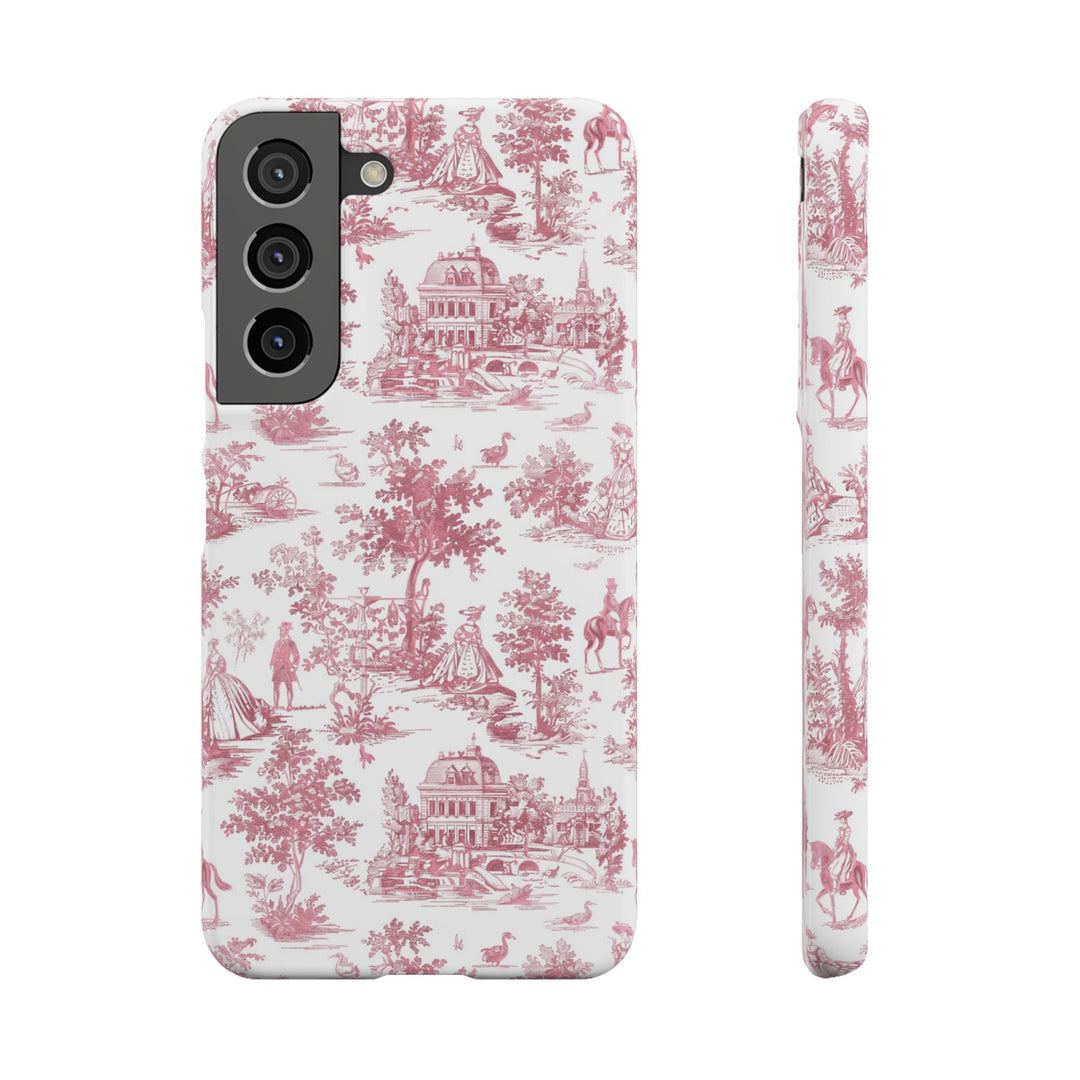 Sleek Snap Pink French Toile Cute Phone Case for iPhone 16 15 14 13 12 11 X Xs Max Xr Pro Plus Samsung Galaxy S24 S23 S22 S21 S20 Note Ultra