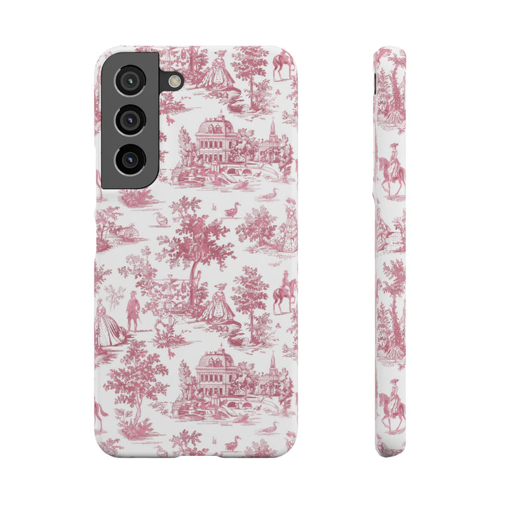 Sleek Snap Pink French Toile Cute Phone Case for iPhone 16 15 14 13 12 11 X Xs Max Xr Pro Plus Samsung Galaxy S24 S23 S22 S21 S20 Note Ultra