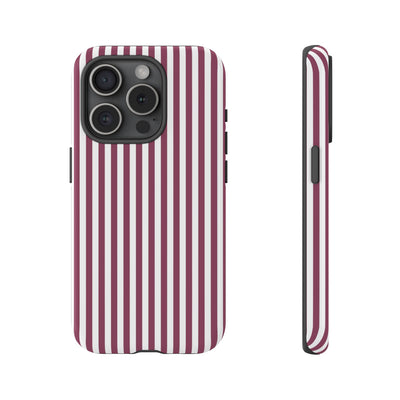 Tough Premium Old Claret Stripes Phone Case Gift for Her - For Apple iPhone 16 Pro Max 16e iPhone 15 Pro iPhone Iphone 14 Plus 13 Pro 12 SE XR - Studio40ParkLane