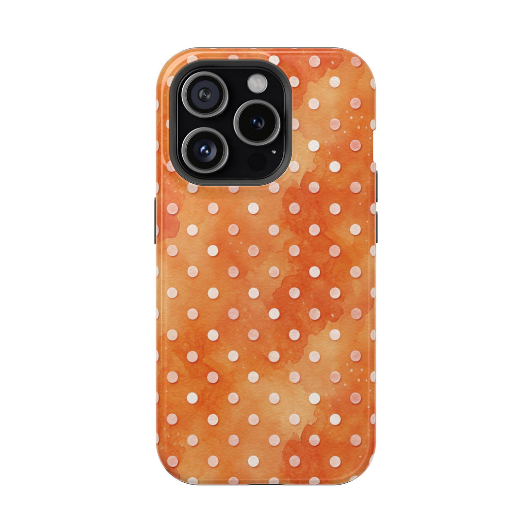 Aesthetic Tough Magsafe Orange Polka Dots Phone Case - For iPhone 17 Pro Max iPhone 16 Pro iPhone 15 Iphone 14 Plus 13 Pro 12 11 10 XR - Studio40ParkLane