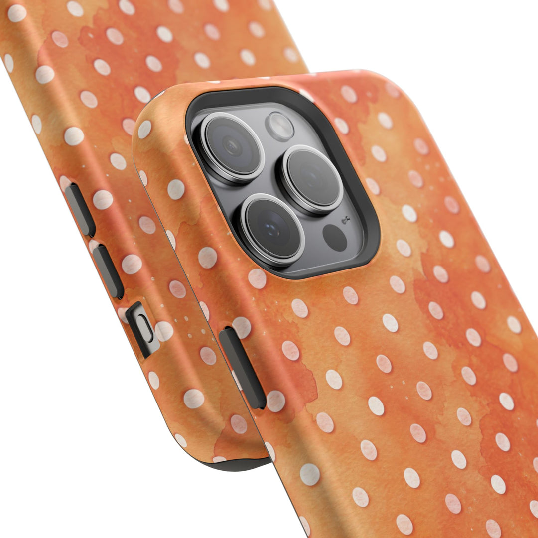 Aesthetic Tough Magsafe Orange Polka Dots Phone Case - For iPhone 17 Pro Max iPhone 16 Pro iPhone 15 Iphone 14 Plus 13 Pro 12 11 10 XR - Studio40ParkLane