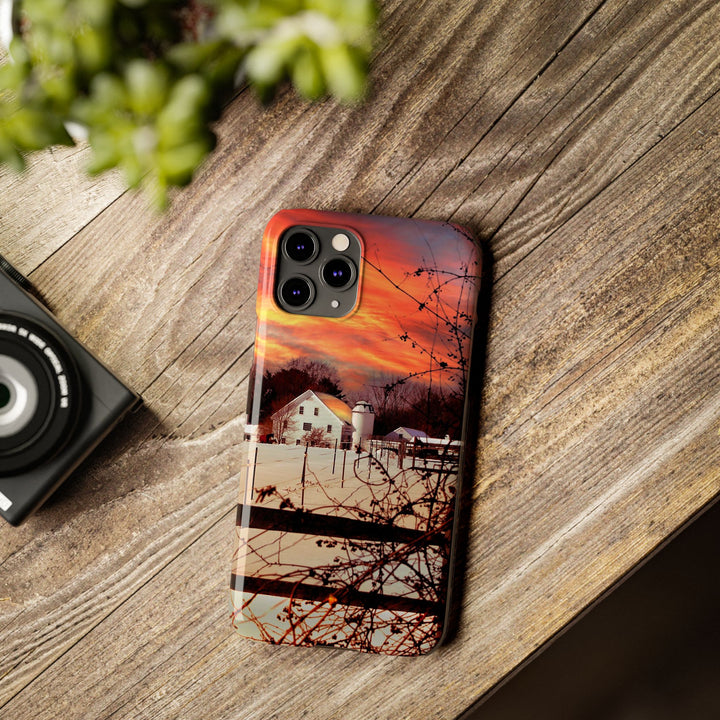 Slim Cute Phone Cases for Iphone - | iPhone 15 Case | iPhone 15 Pro Max Case, Iphone 14 Case, Iphone 14 Pro Max, Iphone 13, New England Winter Sunset - Studio40ParkLane