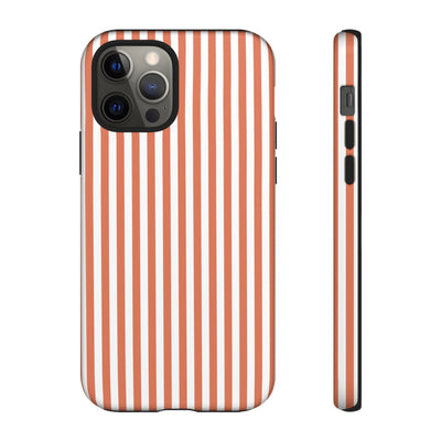 Tough Premium Peach Stripes Phone Case Gift for Her - For Apple iPhone 16 Pro Max 16e iPhone 15 Pro iPhone Iphone 14 Plus 13 Pro 12 SE XR - Studio40ParkLane