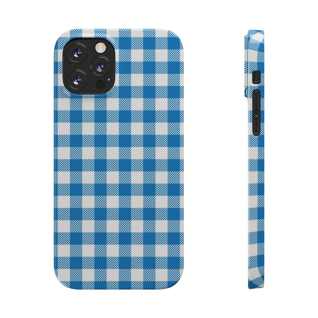 Slim Blue Gingham Gift for Her Cute Phone Cases for Iphone 16 Pro Max | iPhone 15 Case | iPhone 15 Pro Max Case, Iphone 14, 13, 12, 11, 10, 8, 7 - Studio40ParkLane