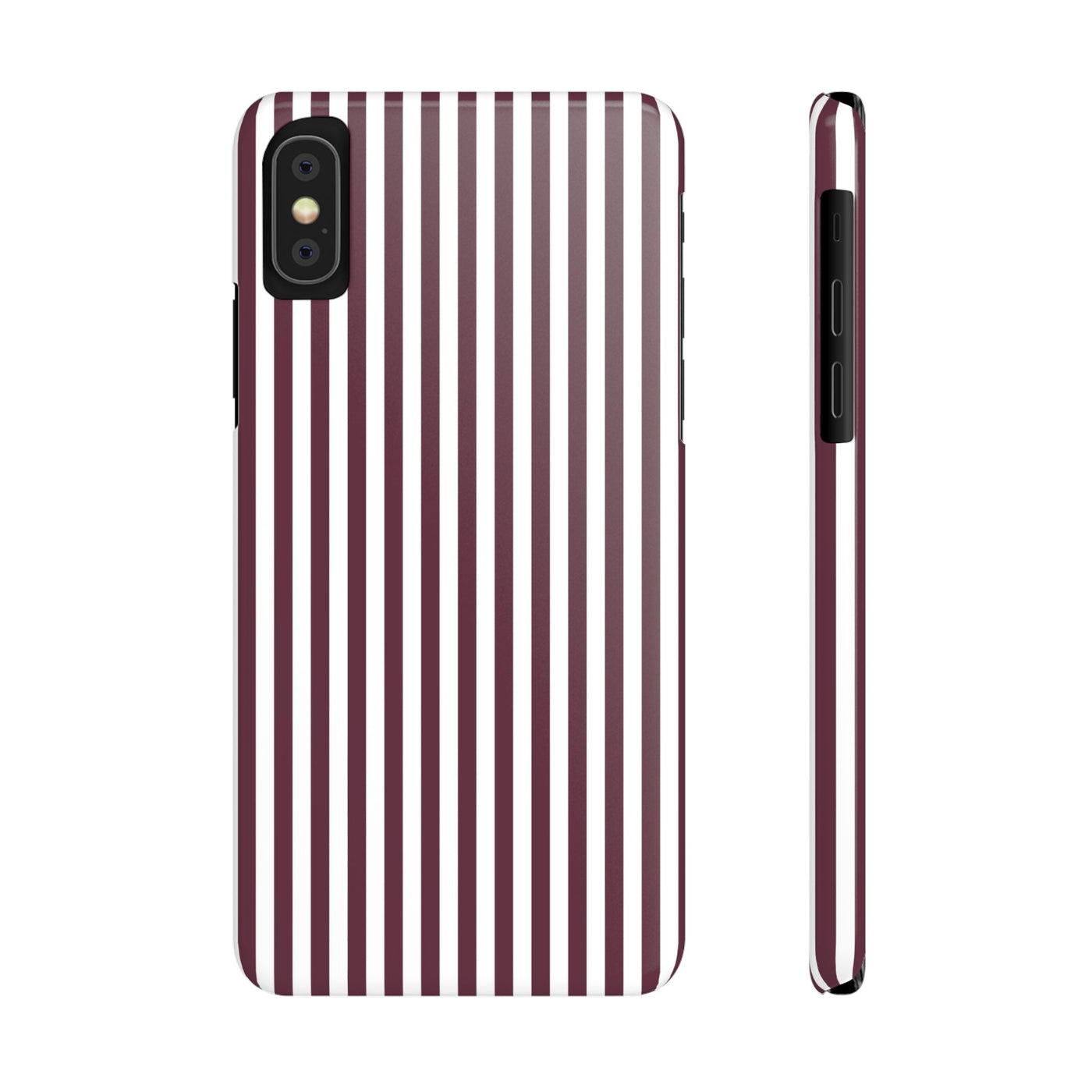 Slim Burgundy Wine Striped Cute Phone Case for Iphone 16 - | iPhone 15 Pro Max Case | iPhone 14 Case Iphone 13 12 11 10 9 8 7 Gift for Her - Studio40ParkLane