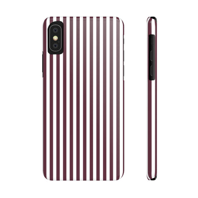 Slim Burgundy Wine Striped Cute Phone Case for Iphone 16 - | iPhone 15 Pro Max Case | iPhone 14 Case Iphone 13 12 11 10 9 8 7 Gift for Her - Studio40ParkLane