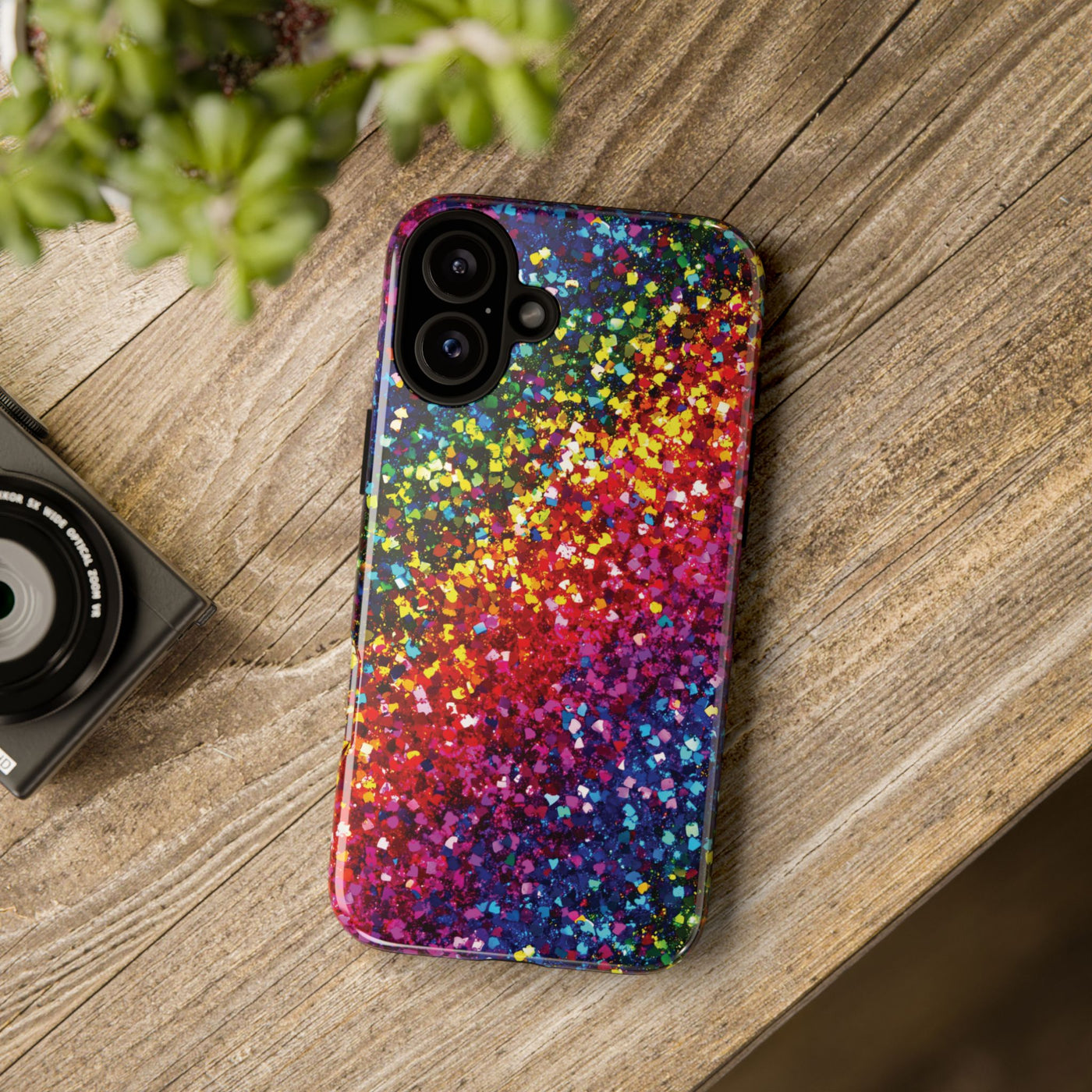 Faux Chic Play on Glitter Effect Cute Phone Case, for IPhone 16 pro Max | Iphone 15, Iphone 14, IPhone 13 Case, 11 8 7, Samsung Galaxy S24, S23, S22, S21, 2 Layer Protection