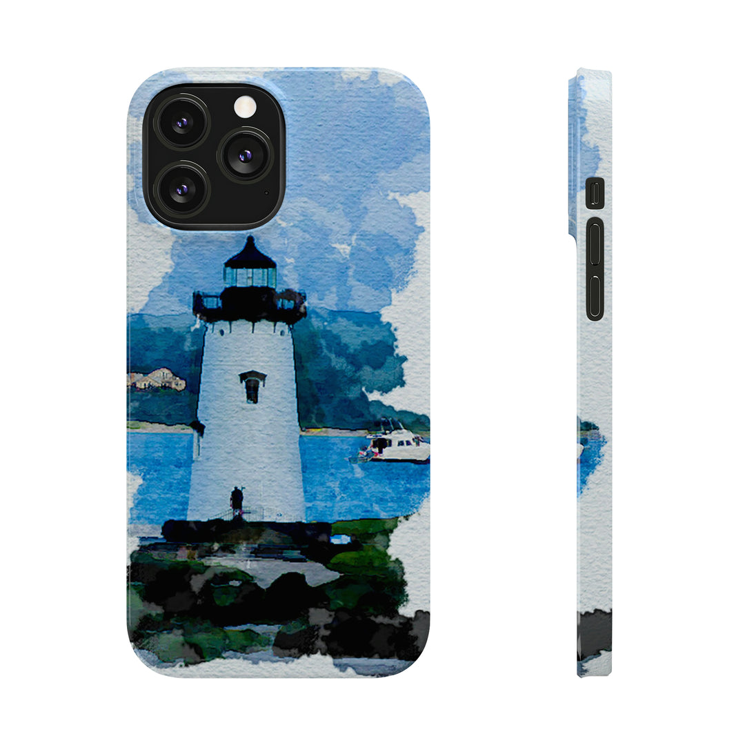Slim Cute Phone Cases for Iphone - | iPhone 15 Case | iPhone 15 Pro Max Case, Iphone 14 Case, Iphone 14 Pro Max, Iphone 13, Beach Lighthouse Blue - Studio40ParkLane
