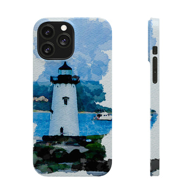 Slim Cute iPhone Cases - | iPhone 15 Case | iPhone 15 Pro Max Case, Iphone 14 Case, Iphone 14 Pro Max, Iphone 13, Beach Lighthouse Blue