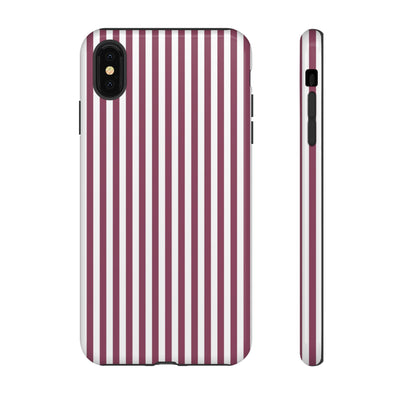 Tough Premium Old Claret Stripes Phone Case Gift for Her - For Apple iPhone 16 Pro Max 16e iPhone 15 Pro iPhone Iphone 14 Plus 13 Pro 12 SE XR - Studio40ParkLane