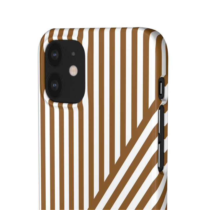 Aesthetic Mocha Brown Stripes Cute Phone Case Sleek Snap - For iPhone 17 Pro Max iPhone 16 Pro iPhone 15 Iphone 14 Plus 13 Pro 12 11 10 Gift - Studio40ParkLane