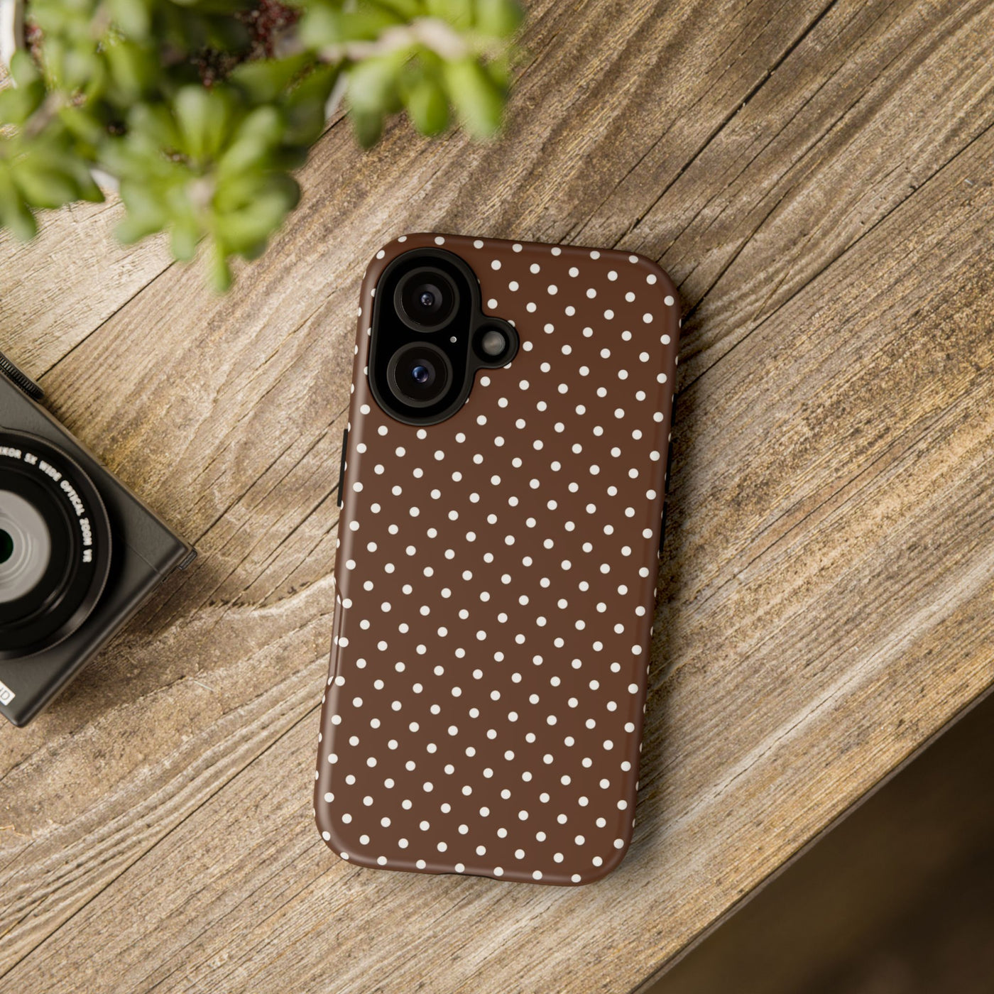 Aesthetic Tough Mocha Brown Polka Dots Premium Phone Case - For iPhone 17 Pro Max iPhone 16 Pro iPhone 15 Iphone 14 Plus 13 Pro 12 11 10 - Studio40ParkLane
