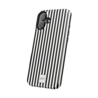 Custom Personalized Black White Striped Magsafe Phone Case for Iphone 17 - | iPhone 16 Pro Max Case | iPhone 15 Case Iphone 14 13 12 11 10 - Studio40ParkLane